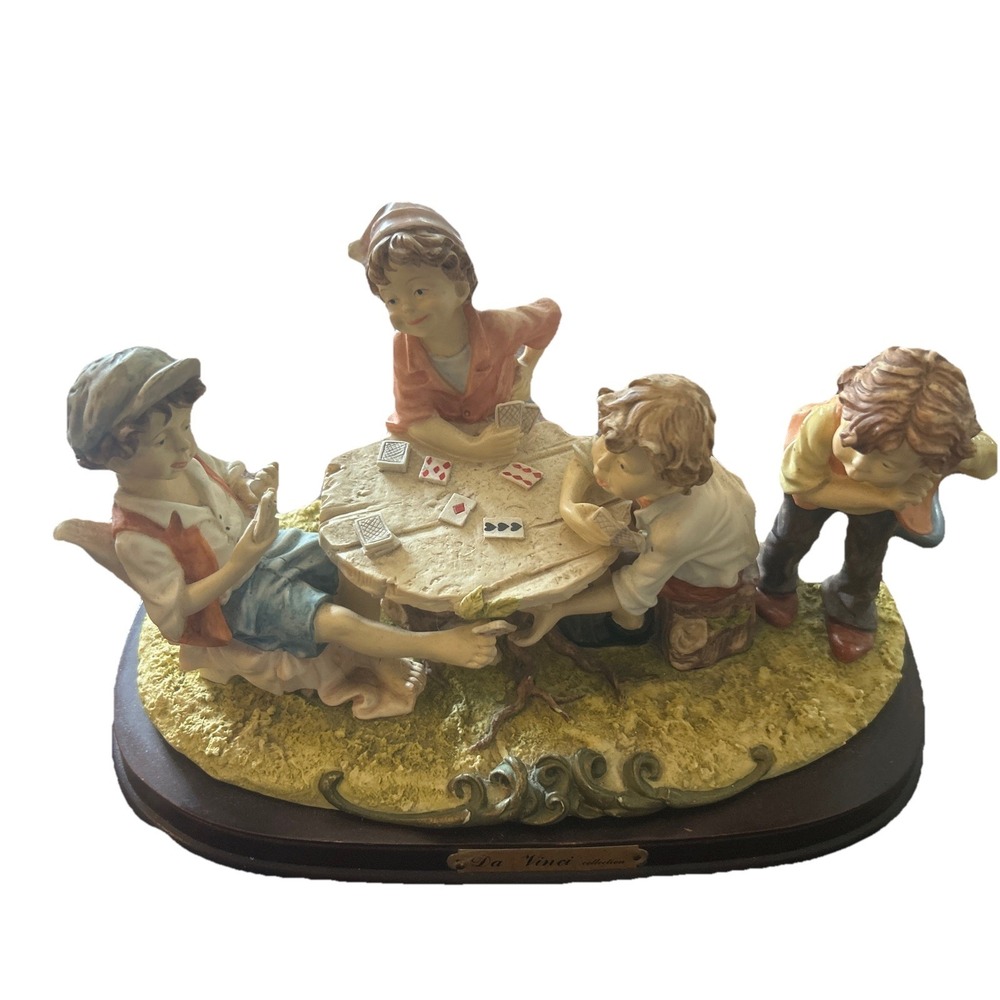 Vintage Da Vinci Collection The Cheats Four Boys Playing Cards Figurine Cheaters